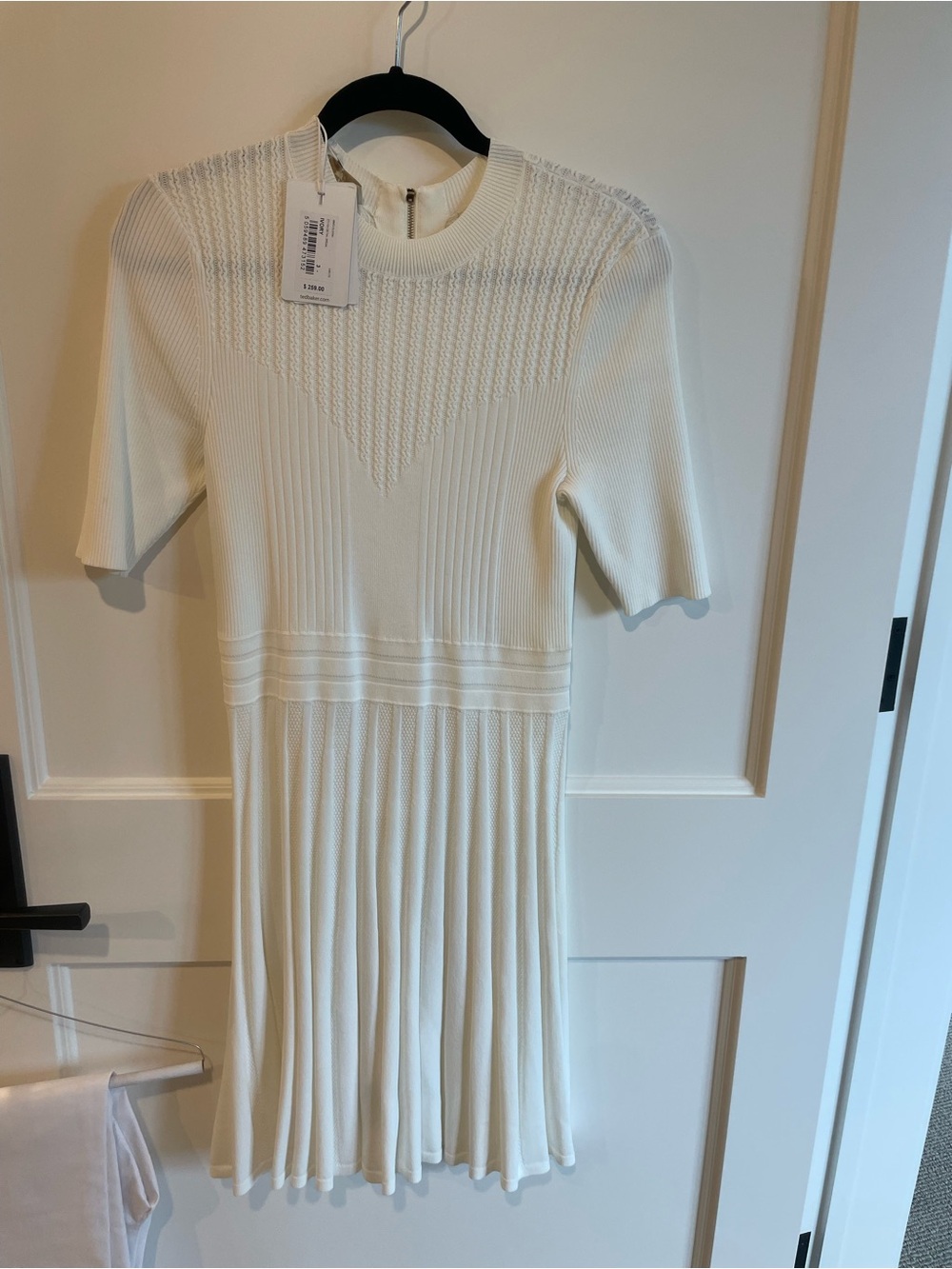 NWT Ted Baker Cream Knit Pleated Dress